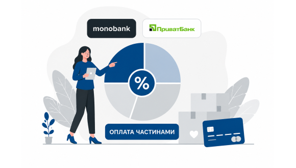 Оплата частями Monobank и ПриватБанк.